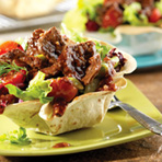 Stir-Fried Beef Salad in Tortilla Cups