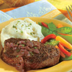 Peppercorn-Seasoned Steaks with Mustard-Wine Sauce