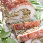 Stuffed Pork Roast with Herb Seasoned Artichoke & Mushroom Stuffing
