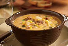 Slow Cooker Poblano Corn Chowder with Chicken and Chorizo