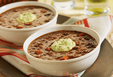 Chipotle Black Bean Soup with Avocado Cream
