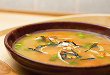 Ginger Miso Soup with Shredded Chicken & Green Onions