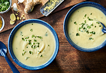 Roasted Cauliflower Soup with Curry and Ginger