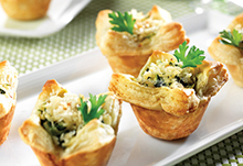 Spinach, Crab & Artichoke Mini Tarts