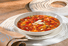 Chilled Pear Tomato Gazpacho with Cucumber, Melon and Lump Crabmeat