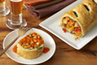 Roasted Vegetable Strudel with Red Pepper Coulis
