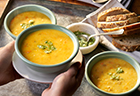 Roasted Vegetable Soup with Garlic Herb Drizzle