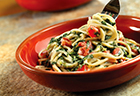 Spaghetti with Parmesan Spinach Sauce