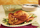 Roasted Dijon & Apple-Glazed Turkey with Fruited Stuffing