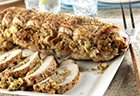 Stuffed Pork Roast with Herb Seasoned Artichoke & Mushroom Stuffing
