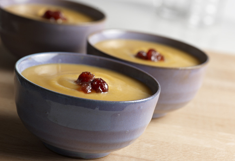 Image of Cream Of Pumpkin Soup With Cranberry Drizzle, Campbells Kitchen