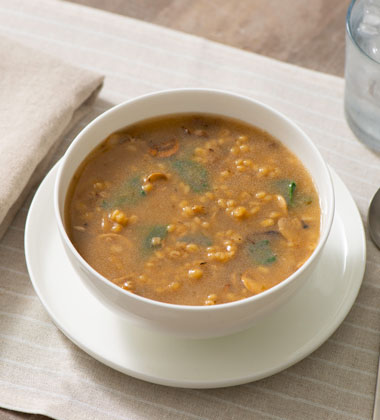 Sautéed Mushroom and Barley Soup with Spinach Sautéed Mushroom and Barley Soup with Spinach