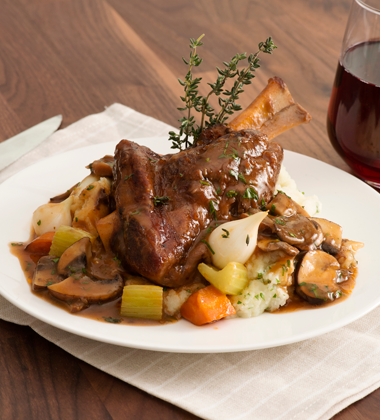 Braised Lamb Shank with Red Wine Mushroom Sauce Braised Lamb Shank with Red Wine Mushroom Sauce