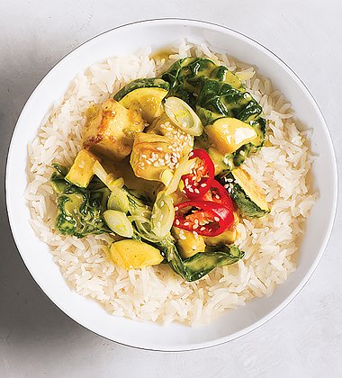 Tofu et bok choy au cari vert Tofu et bok choy au cari vert