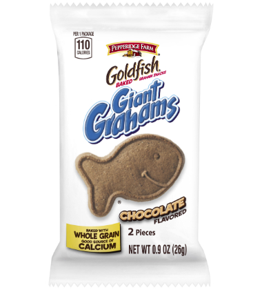 CHOCOLATE GIANT GOLDFISH® GRAHAMS MADE WITH WHOLE GRAIN
CHOCOLATE GIANT GOLDFISH® GRAHAMS MADE WITH WHOLE GRAIN