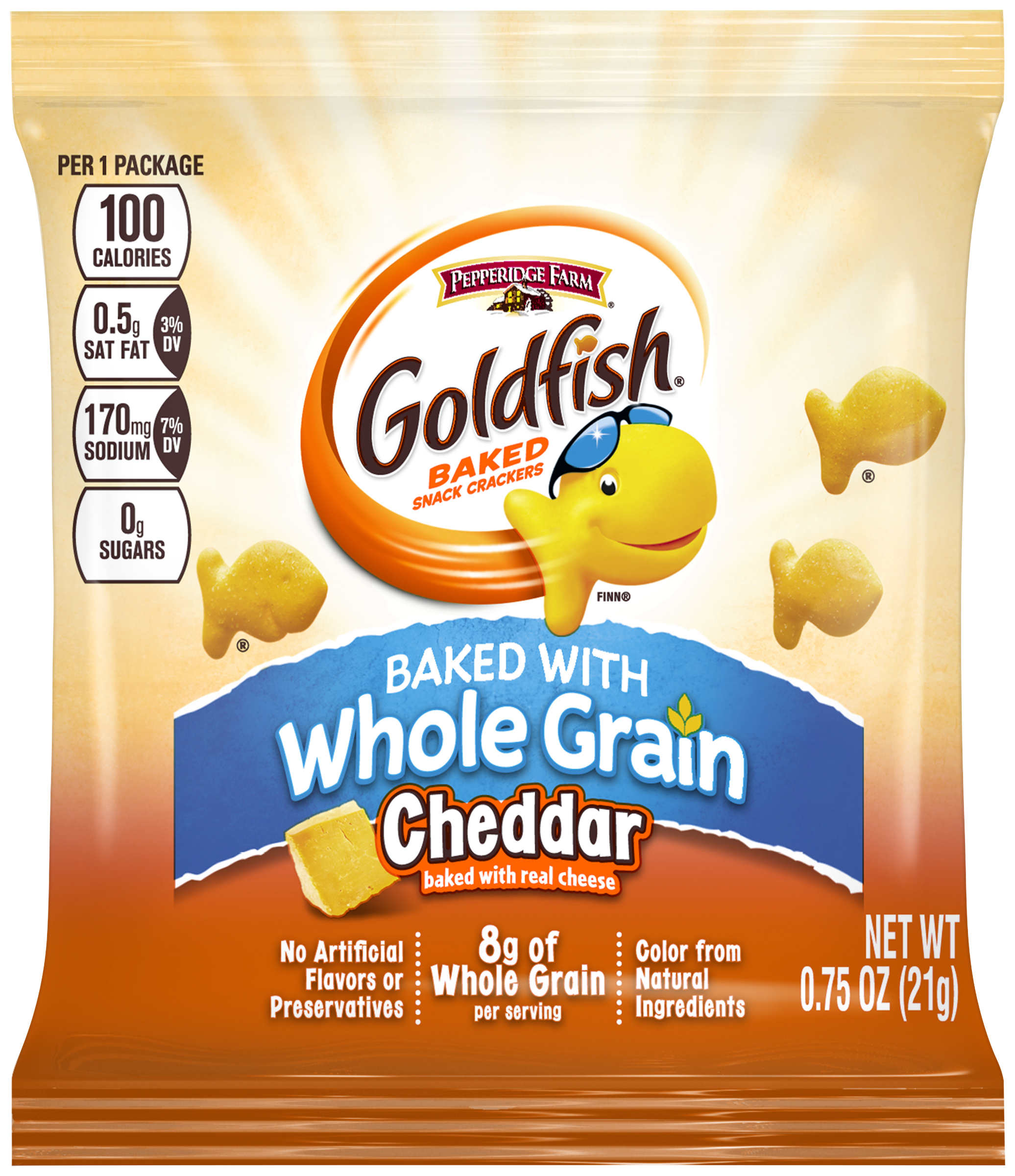 CHEDDAR GOLDFISH® MADE WITH WHOLE GRAIN
CHEDDAR GOLDFISH® MADE WITH WHOLE GRAIN