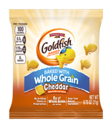 100 CALORIE CHEDDAR GOLDFISH MADE WITH WHOLE GRAIN
100 CALORIE CHEDDAR GOLDFISH MADE WITH WHOLE GRAIN