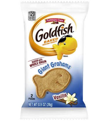 GIANT VANILLA GOLDFISH GRAHAMS MADE WITH WHOLE GRAIN
GIANT VANILLA GOLDFISH GRAHAMS MADE WITH WHOLE GRAIN