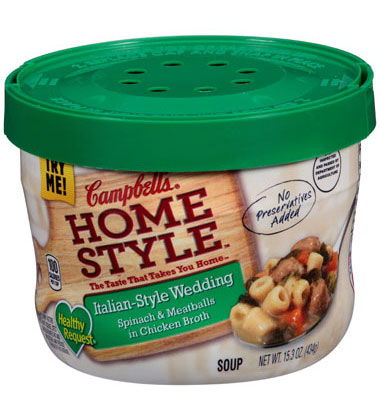 CAMPBELL'S® SELECT HARVEST® HEALTHY REQUEST ITALIAN STYLE WEDDING SOUP
CAMPBELL'S® SELECT HARVEST® HEALTHY REQUEST ITALIAN STYLE WEDDING SOUP