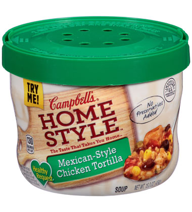 CAMPBELL'S® HEALTHY REQUEST MEXICAN STYLE CHICKEN TORTILLA SOUP BOWLS
CAMPBELL'S® HEALTHY REQUEST MEXICAN STYLE CHICKEN TORTILLA SOUP BOWLS