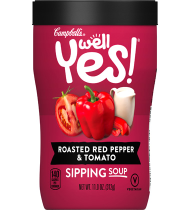 CAMPBELL'S® WELL YES ROASTED RED PEPPER & TOMATO SIPPING SOUP
CAMPBELL'S® WELL YES ROASTED RED PEPPER & TOMATO SIPPING SOUP
