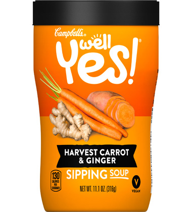 CAMPBELL'S® WELL YES HARVEST CARROT & GINGER SIPPING SOUP
CAMPBELL'S® WELL YES HARVEST CARROT & GINGER SIPPING SOUP