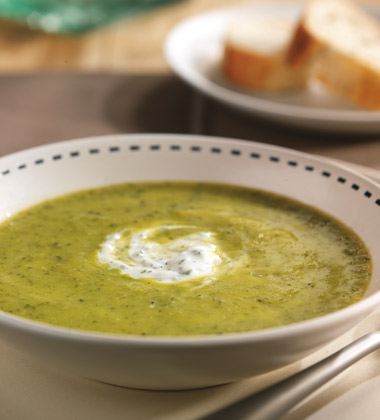 ZUCCHINI SOUP WITH HERBED CREAM MADE WITH SWANSON® UNSALTED CHICKEN BROTH ZUCCHINI SOUP WITH HERBED CREAM MADE WITH SWANSON® UNSALTED CHICKEN BROTH