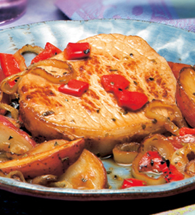 PORK WITH ROASTED PEPPERS & POTATOES PORK WITH ROASTED PEPPERS & POTATOES