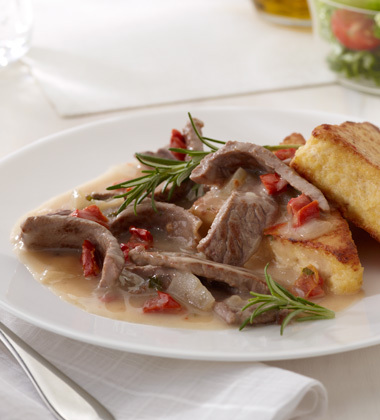 BEEF & MUSHROOM RAGOUT WITH PAN SEARED POLENTA BEEF & MUSHROOM RAGOUT WITH PAN SEARED POLENTA
