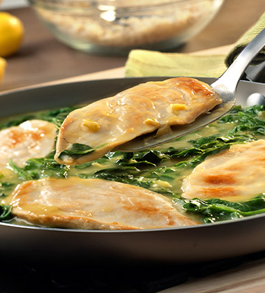 LEMON CHICKEN SCALOPPINI WITH SPINACH LEMON CHICKEN SCALOPPINI WITH SPINACH