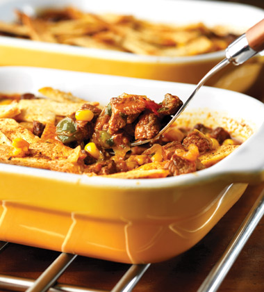 NO BEAN BEEF CHILI POT PIE WITH TORTILLA STRIP TOPPING NO BEAN BEEF CHILI POT PIE WITH TORTILLA STRIP TOPPING