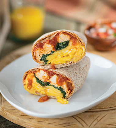 BREAKFAST BURRITO MADE WITH V8® SPICY HOT 100% VEGETABLE JUICE BREAKFAST BURRITO MADE WITH V8® SPICY HOT 100% VEGETABLE JUICE