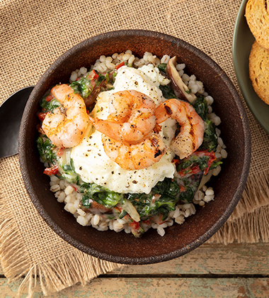 GRILLED SHRIMP & MUSHROOM BARLEY SOUP MADE WITH CAMPBELL’S® HEALTHY REQUEST® CREAM OF MUSHROOM SOUP GRILLED SHRIMP & MUSHROOM BARLEY SOUP MADE WITH CAMPBELL’S® HEALTHY REQUEST® CREAM OF MUSHROOM SOUP