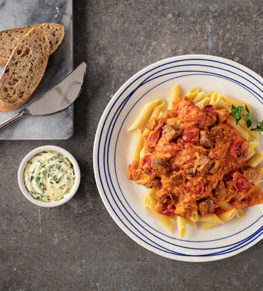 ITALIAN SAUSAGE WITH PASTA MADE WITH CAMPBELL'S® RESERVE ROASTED RED PEPPER & SMOKED GOUDA BISQUE ITALIAN SAUSAGE WITH PASTA MADE WITH CAMPBELL'S® RESERVE ROASTED RED PEPPER & SMOKED GOUDA BISQUE