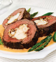 LOBSTER STUFFED BEEF TENDERLOIN WITH LOBSTER SAUCE LOBSTER STUFFED BEEF TENDERLOIN WITH LOBSTER SAUCE