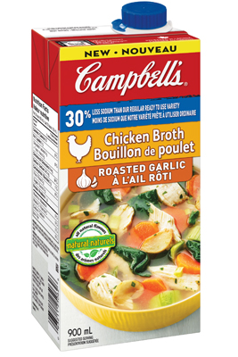 bouillon de poulet à l’ail rôti Prêt à utiliser avec 30 % moins de sodium de CAMPBELL’S®