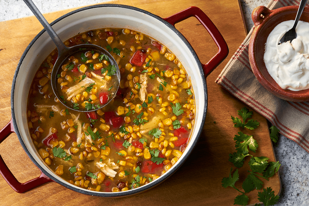 Roasted Corn & Garlic Sopa Verde