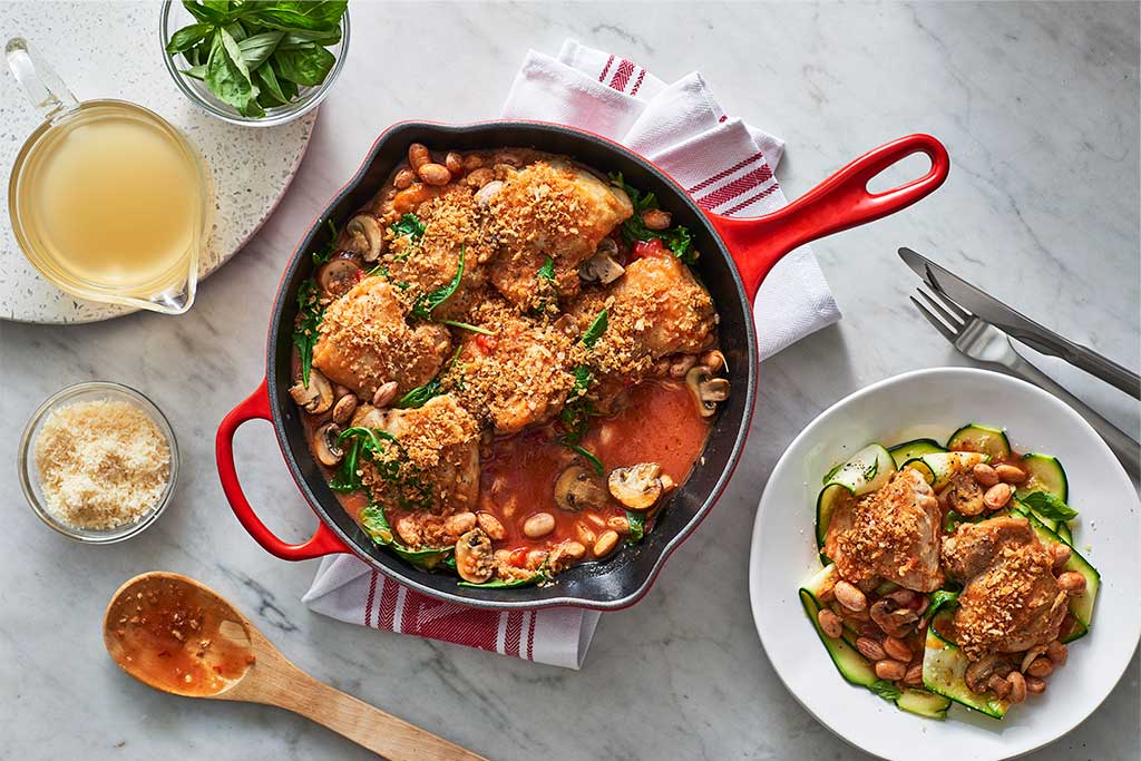 Mijotée de poulet italien croustillant au parmesan
