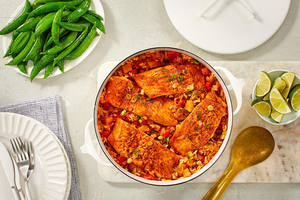 Sweet Chili Salmon and Rice Skillet