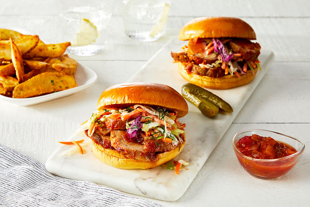 Peach-Mango Pork Tenderloin and Creamy Carrot Slaw