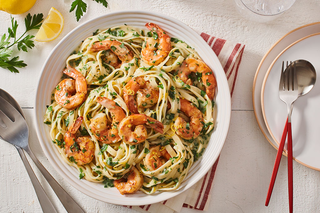 Pâtes aux crevettes et aux langoustines