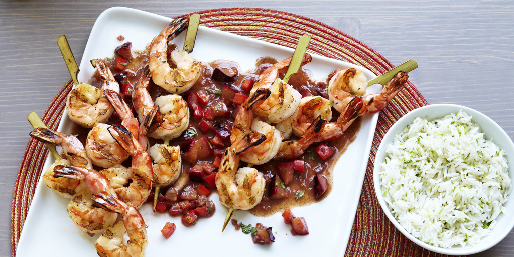BBQ Shrimp with Plum Chutney Sauce