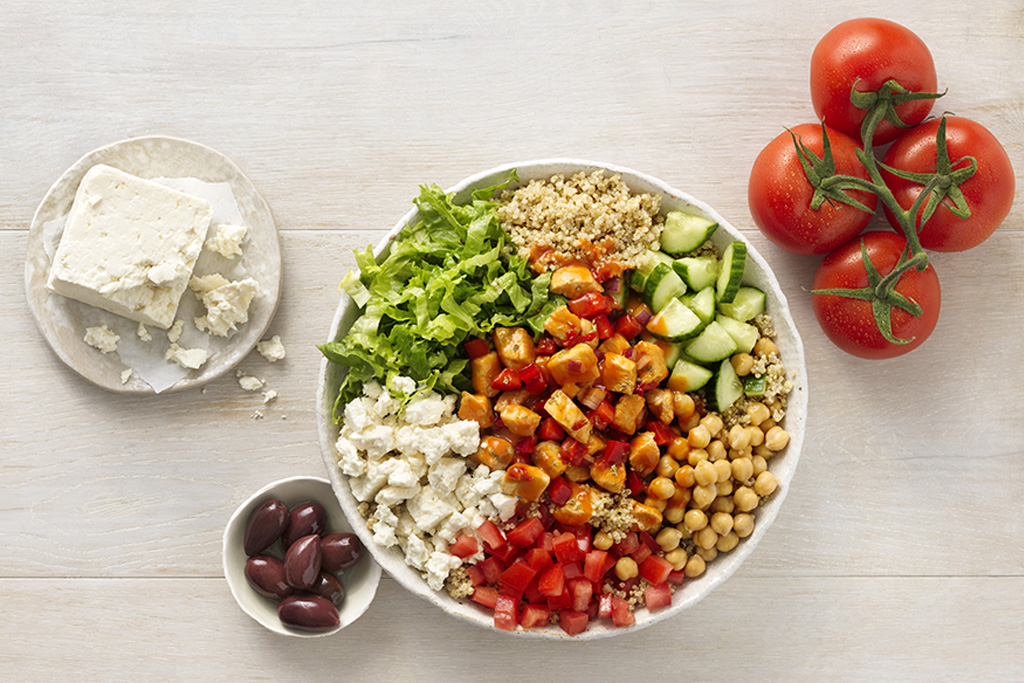 Roasted Red Pepper & Feta Quinoa Bowls