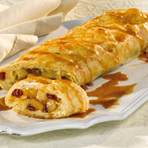 Pear & Cranberry Strudel with Caramel Sauce