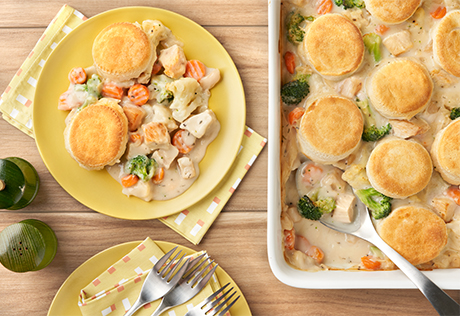 What kind of biscuits should you use for the crust of chicken pot pie?