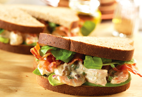 Shrimp Salad Sandwiches with Avocado, Bacon & Watercress