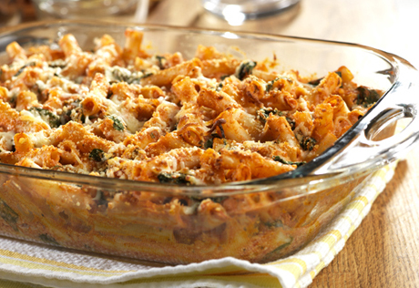 Three Cheese Baked Ziti with Spinach