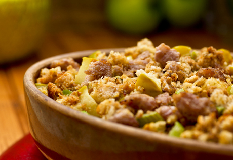 Savory Herb and Sausage Stuffing with Tangy Granny Smith Apples