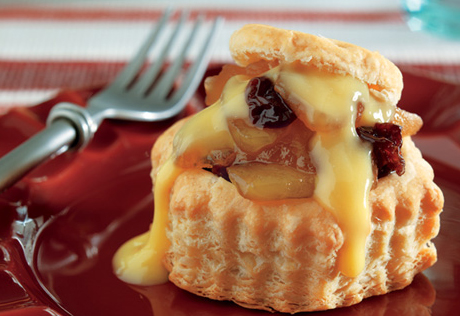 Slow-Cooked Apple Cherry Pastries with Vanilla Cream