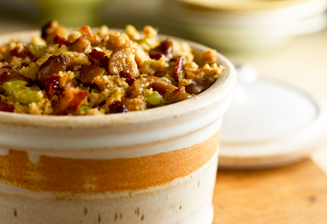 Cornbread Stuffing with Chestnuts & Bacon